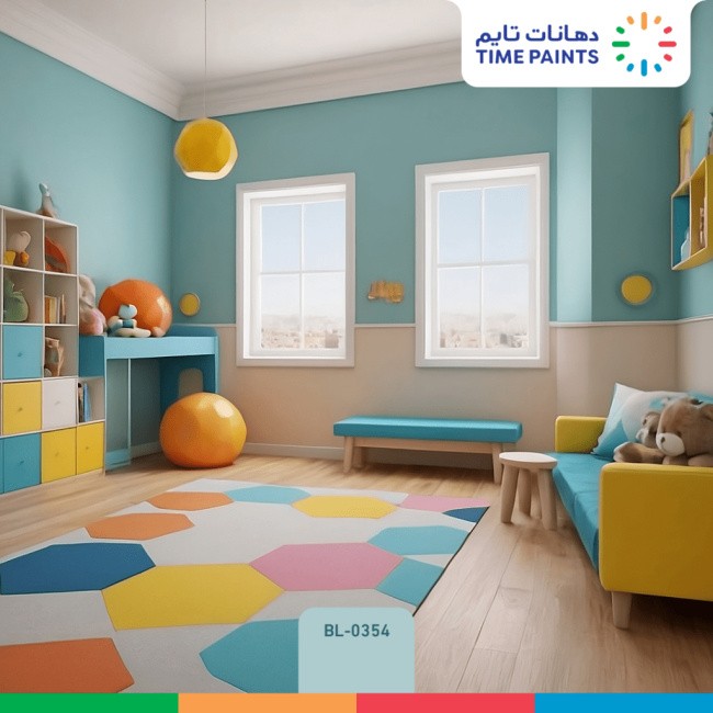 Blue colors make the playroom full of life!